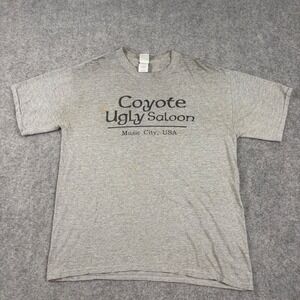Y2K Coyote Ugly Saloon T Shirt Mens L Gray Music City Nashville Distressed